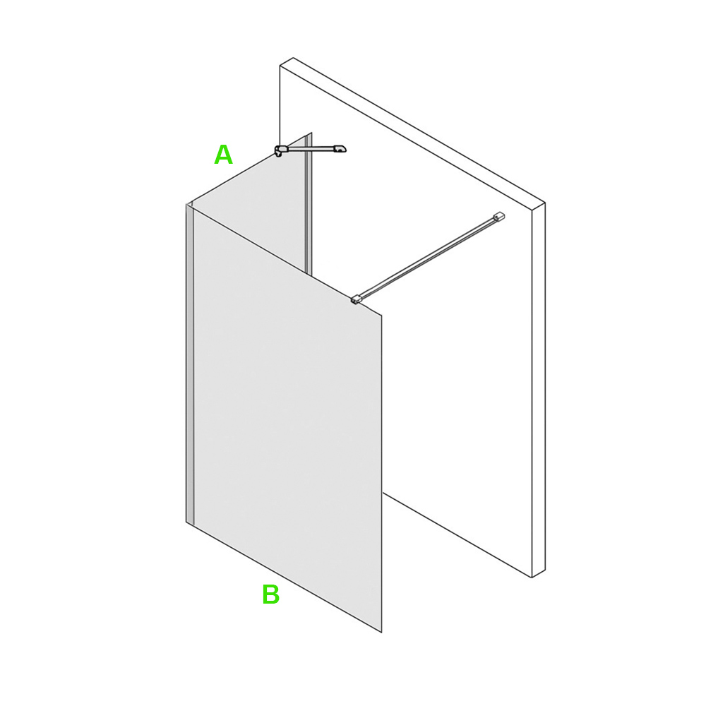 Maße für Duschwand aus Glas, Duschkabine über Eck, Walk-In Dusche