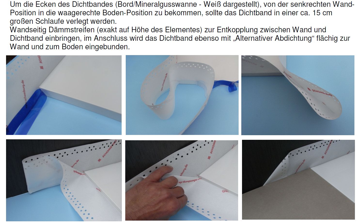 Duschwanne oder Duschelement - WASSERDICHT einbauen - wasserdichte Anbindung zum Baukörper mit selbstklebenden Dichtband Zuschläge / Sonderleistungen - Kauf nur nach Absprache