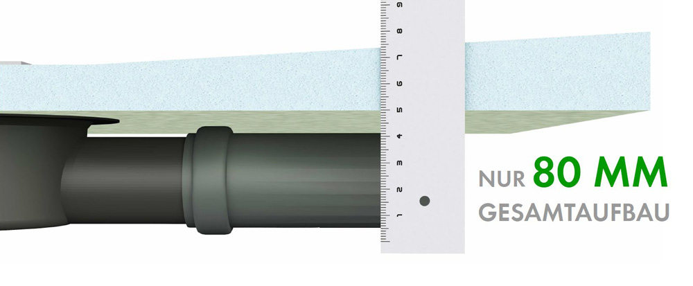 begehbare Dusche befliesbar - NUR 80 mm hoch Standard - flaches Duschelement
