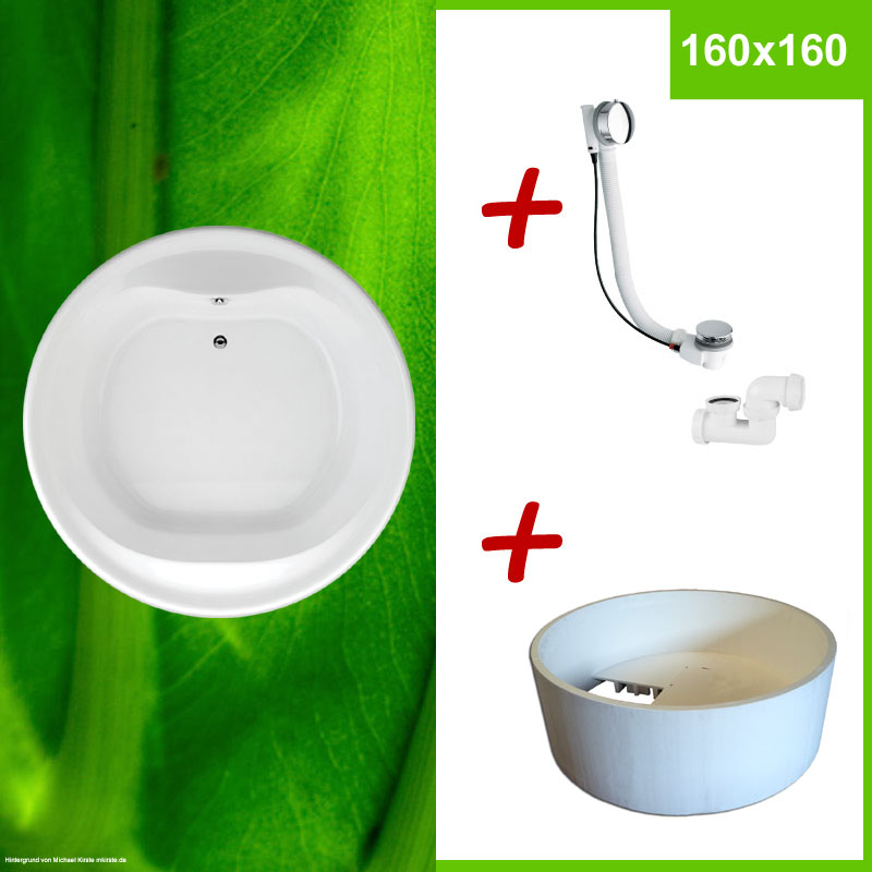 Badewanne + Wannenträger + Excentergarnitur