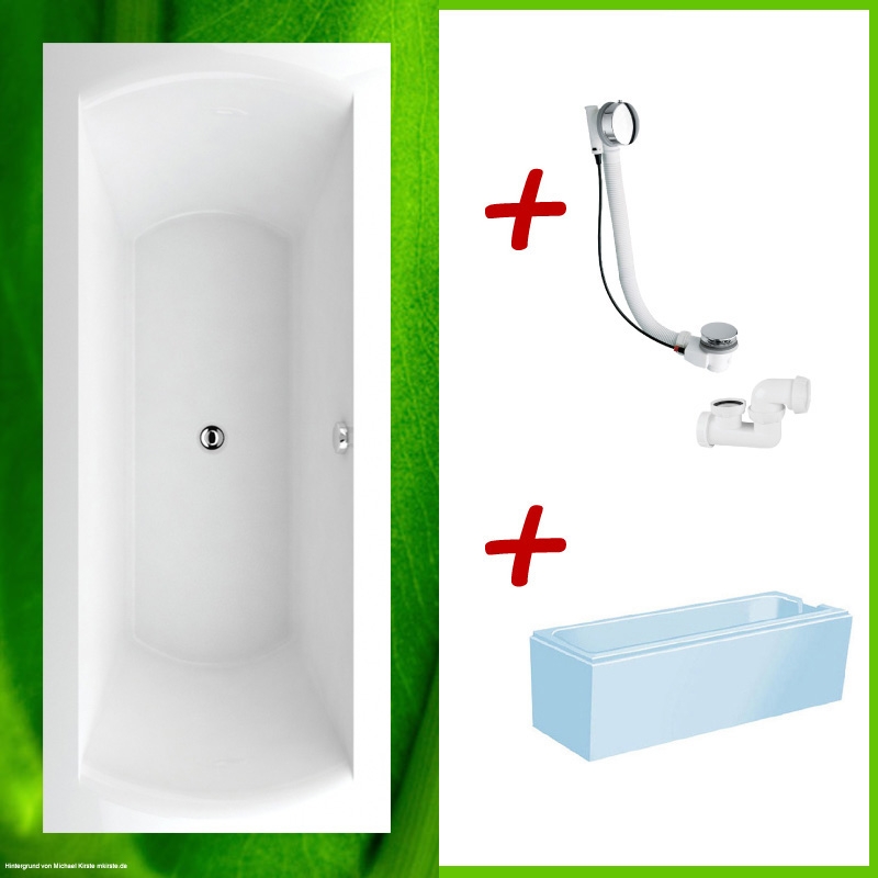 Badewanne + Wannenträger + Excentergarnitur