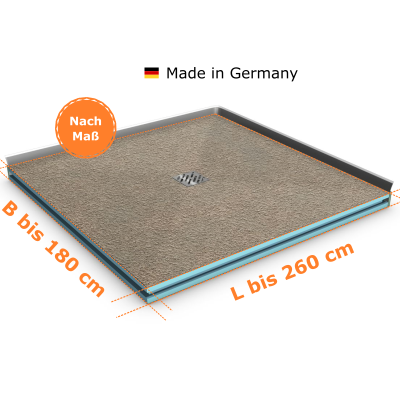 befliesbares Bodenelement - individuell nach Ihren Maßangaben mit quadratischem Rost