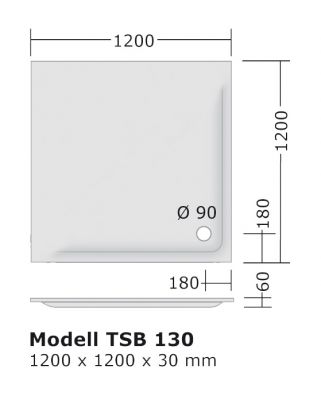 KOMPLETT SET 120x120 cm ✔ Duschtasse + MEPA Montagerahmen + Siphon (tsb130)