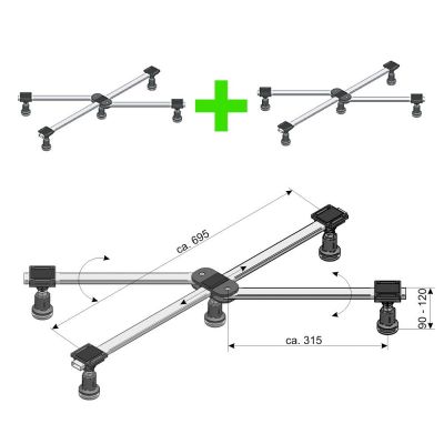 2 x Fußgestell 5 Stellfüße für Duschwannen über 120 cm