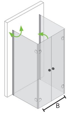 Piktogramm der Dusche vor Fenster auf Maß bis 90x110x220, ESG 6 mm
