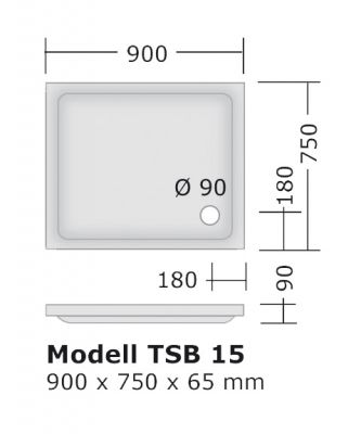 Duschwanne 90x75 + MEPA Montagerahmen + Siphon KOMPLETT SET tsb015