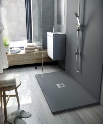 Bsp. - FLACHE BRAUSEWANNE 140x90 cm - bodengleiche Dusche 140x90 x3 cm, Mineralguss