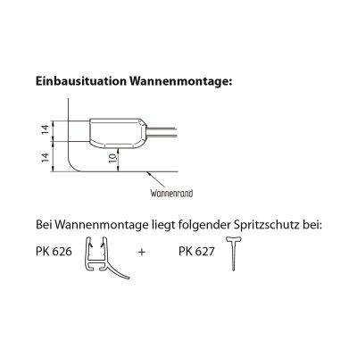 Wannenrandmontage der Duschabtrennung Eckeinstieg Drehtür mit Festteil 120x75 cm
