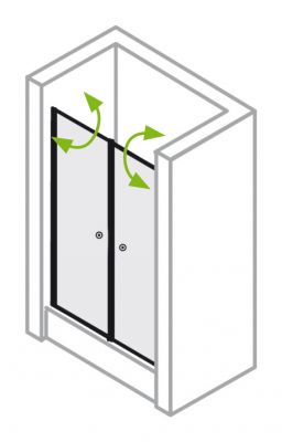 Piktogramm der Duschtür 80x200 cm (BxH), Typ 5005200, Pendeltüren Nische 2-teilig