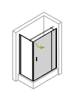Piktogramm der Eckdusche 100x80 x200 cm (LxB xH), Typ 5005242, Drehtür mit Festteil