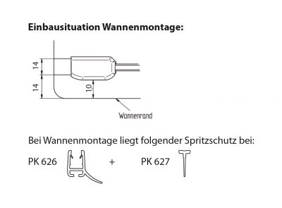 Wannenrandmontage der Eckdusche 90x75 x200 cm (LxB xH), Typ 5005242, Drehtür mit Festteil