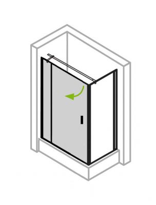 Piktogramm der Eckdusche 90x75 x200 cm (LxB xH), Typ 5005242, Drehtür mit Festteil