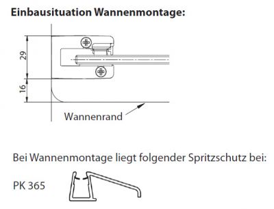 Wannenrandmontage der Eckdusche Schiebetür Softclose 90x90