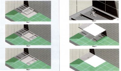 Einbau / Montage - Gestell, Wannenfüße, Montage-Rahmen - Option zu Mineralgußwanne in FÜNF-ECK-FORM