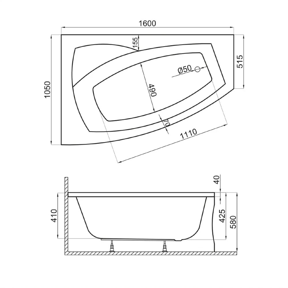 Eckbadewanne mit Sitz, Raumsparwanne über Eck, asymmetrisch und für kleines Bad