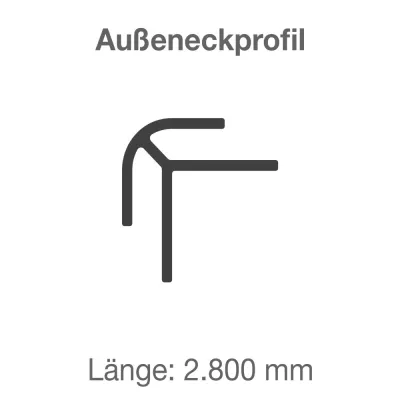 Skizze Außeneck Profilschiene für Rückwandverkleidung Alu silbermatt