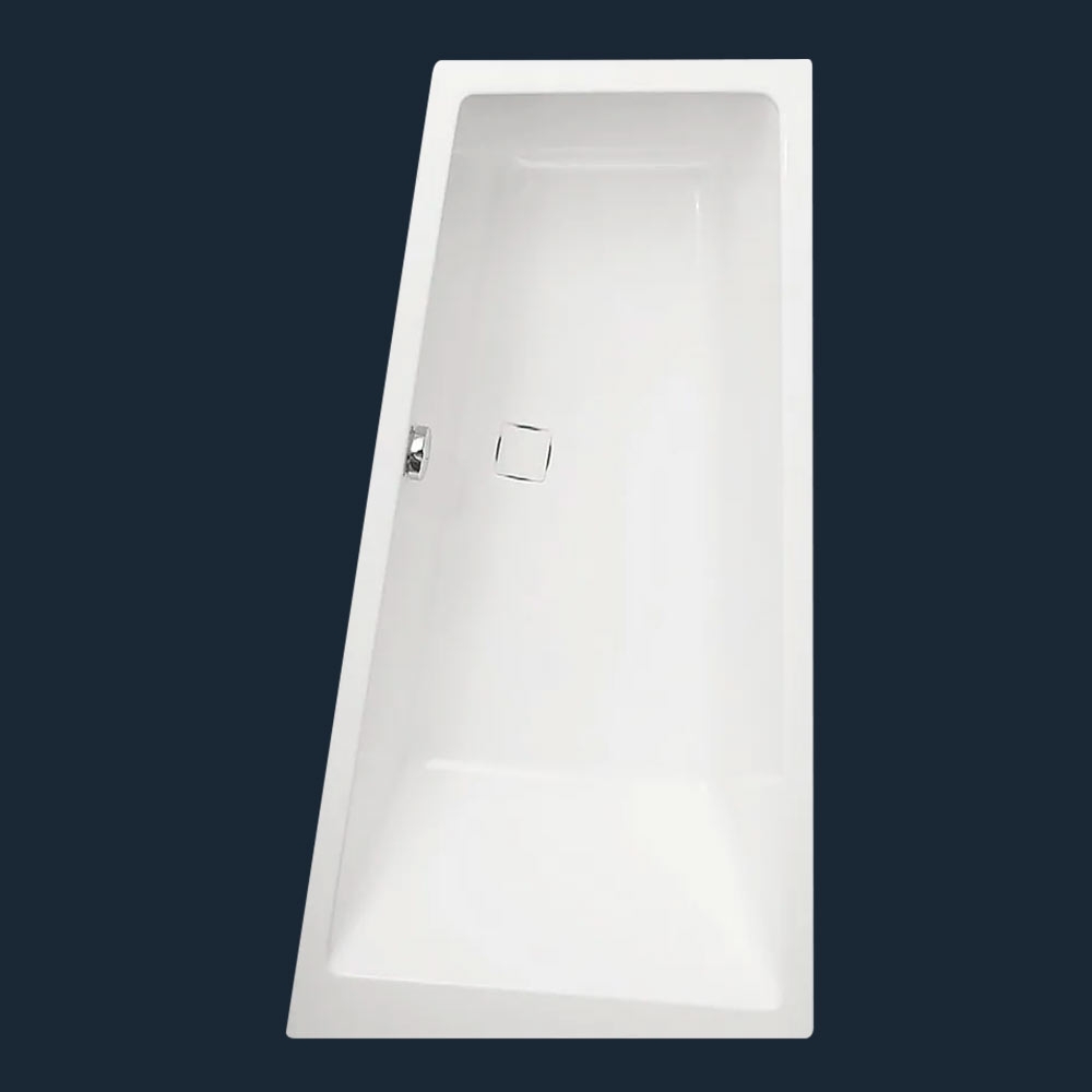 Badewanne 160x90 LAGOS - Acryl RECHTECK Rechts, schräge Trapezwanne, Raumsparwanne
