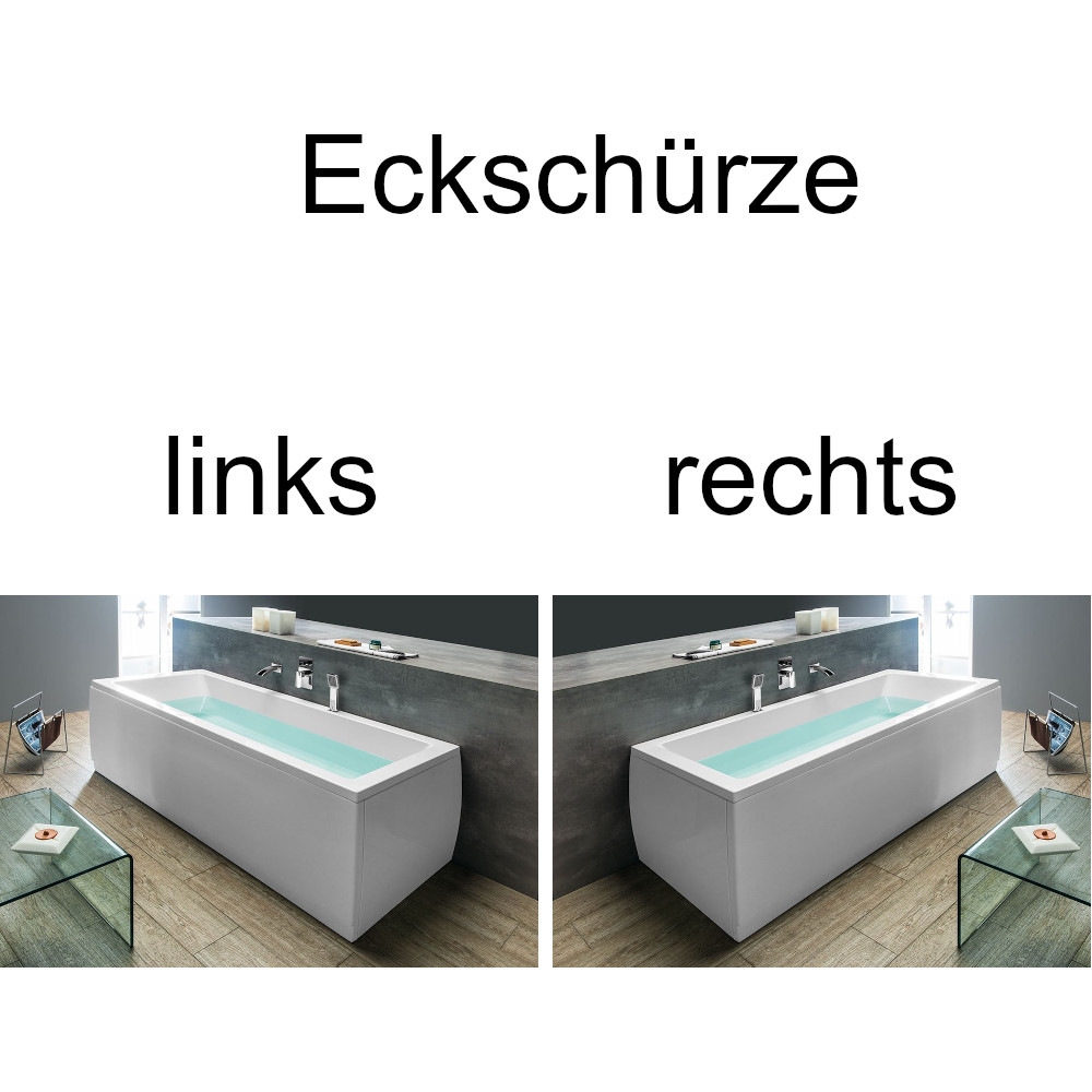Eckschürze der Badewanne 170x80 cm, 180x80 cm, 190x90 cm und 200x90 cm MARLENE aus Acryl