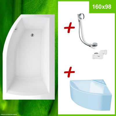 Wannenträger Raumsparwanne Ablauf asymm Badewanne 160x98 cm Thera Links 