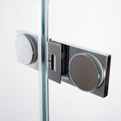 Moderne Eckdusche aus Glas, Duschkabine mit Pendeltür, verschiedene Größen, Scharniere
