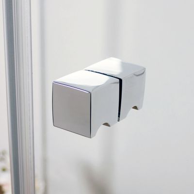 Moderne Eckdusche aus Glas, Duschkabine mit Pendeltür, verschiedene Größen, Griffe