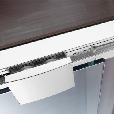 Rollen der Skizze Eck Duschkabine mit Schiebetür links - Eckdusche aus Glas - Soft and Silent