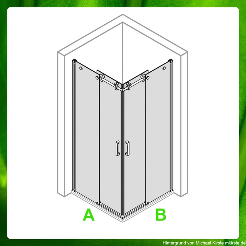 Piktogramm der Duschabtrennung Schiebetür Ecke 80x120, mit Wandschiene