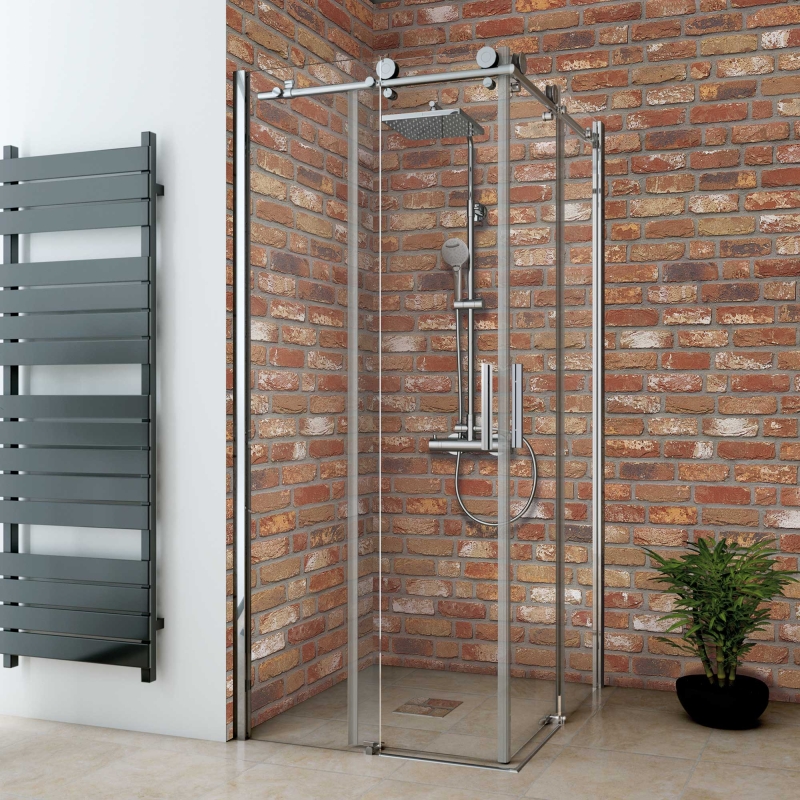 Duschabtrennung Schiebetür Ecke 90x120, mit Wandschiene, Typ 8505186