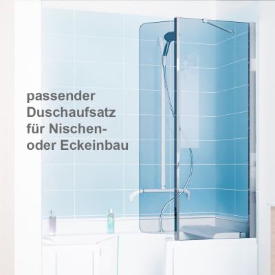 Duschaufsatz aus Echtglas, für Nischen- & Eckeinbau mit Spritzschutz