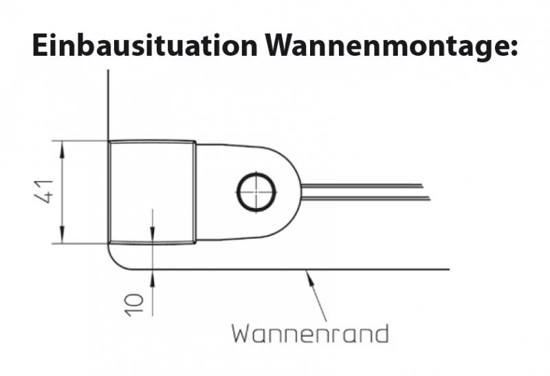 Wannenrandmontage der Dusche vor Fenster auf Maß bis 90x110x220, ESG 6 mm
