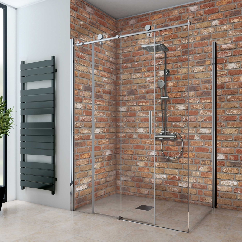 Duschkabine 100x80 Eckeinstieg, Dusche Echtglas