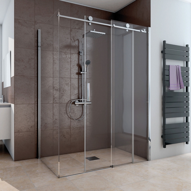 Duschkabine Eckeinstieg 100x80 cm, Echtglas Dusche