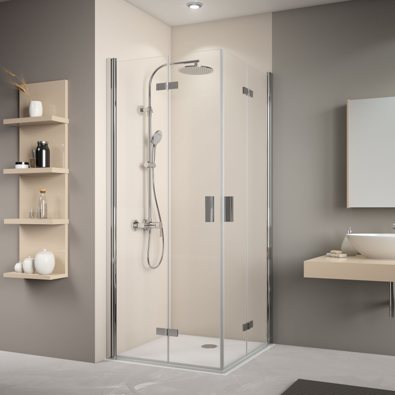 Duschkabine faltbar 90x90, Dusche Eckeinstieg Drehfalttür