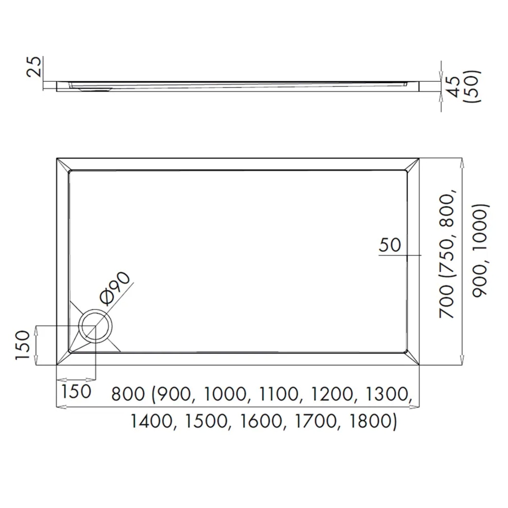 Duschwanne 150x80 ANTIS