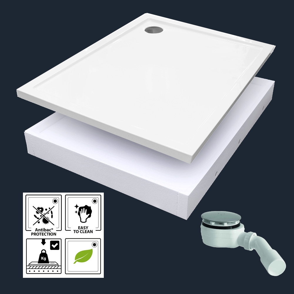 Duschwanne mit Styroportröger und Ablauf, verschiedenen Größen, Komplettset Duschtasse inklusive Wannenträger und Siphon