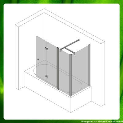 Eck Duschaufsatz auf Maß, mit Falttür, Festteil, Seitenwand aus Glas, Maßanfertigung für Badewannenaufsatz