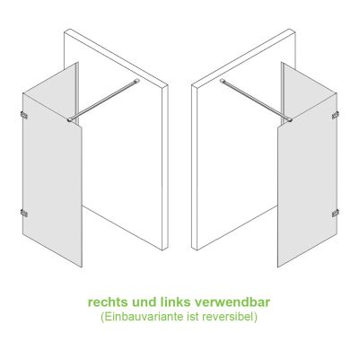 Varianten - Eck Duschkabine freistehend, Glas Duschwand, Walk-In, verschiedene Größen - Profile in chromeffekt