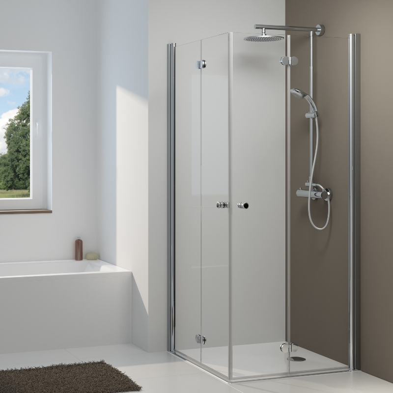 Eckdusche 100x100 x200 cm (LxB xH), Typ 5005226, 2 Dreh-Falt-Türen