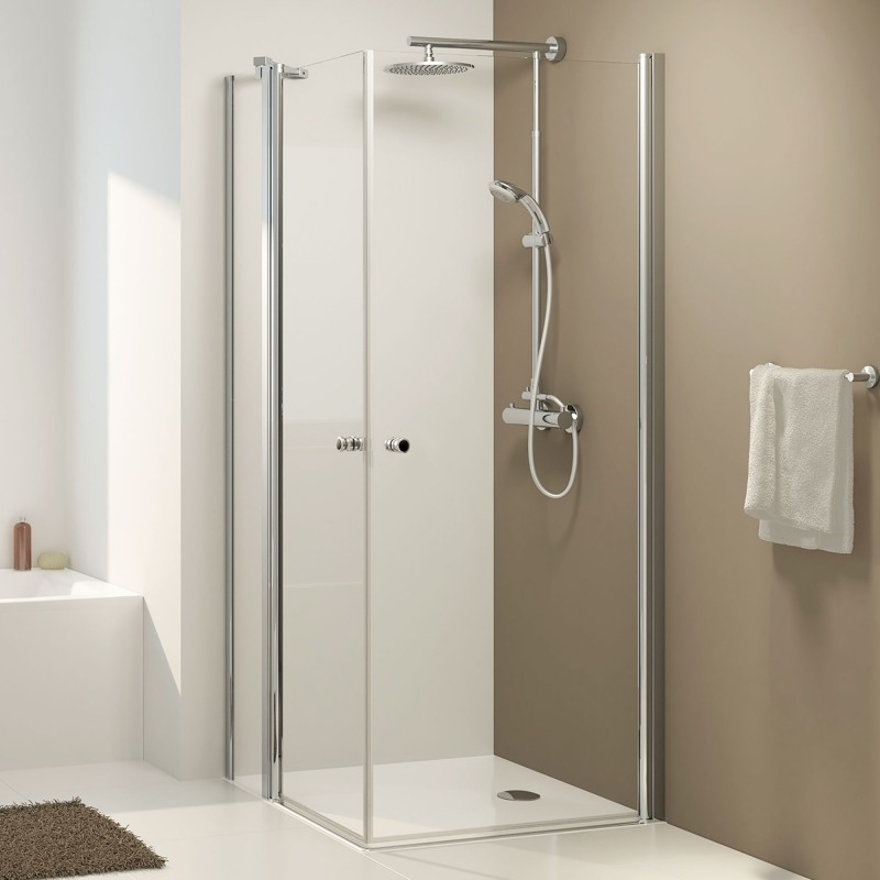 Eckdusche 100x100 x200 cm (LxB xH), Typ 5005237, 2 Pendeltüren, einseitiges Festteil
