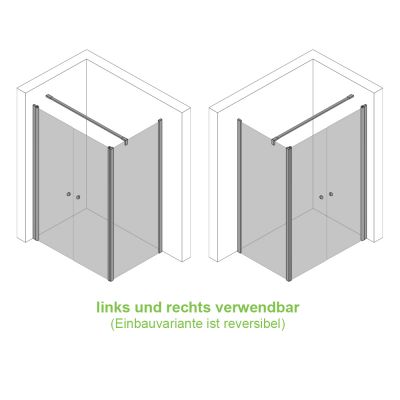 beidseitig einbaubar, Eckdusche auf Maß mit Pendeltüren, Glas Duschkabine, Maßanfertigung