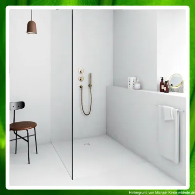 extra flache Duschtasse, Duschwanne aus Mineralguss für bodengleichen Einbau, Steinstruktur und viele Farben möglich