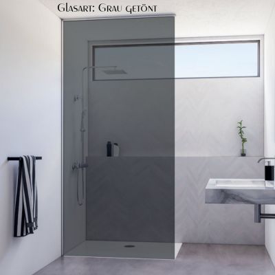 EINGEFÄRBTE SCHEIBE für Ihre Duschabtrennung - Glasdekor GRAU GETÖNT für 1-scheibige Duschwand