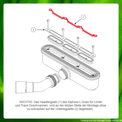 Skizze Syphon - Duschelement LIMITE aus Mineralguss mit verdeckter Rinne