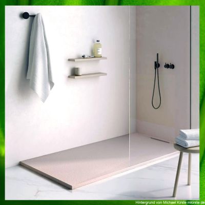 Duschwanne von 140 bis 160cm, Mineralgussduschwanne ebenerdiger Einbau, 70cm, 80cm, 90cm, 100cm breit