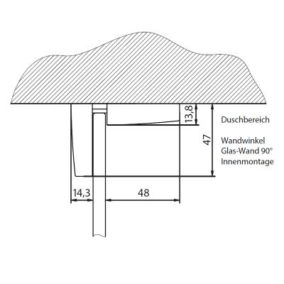 Montageskizze - Glas Eckdusche mit 2 Schiebetüren und Eckeinstieg - Maßanfertigung für Design Duschkabine
