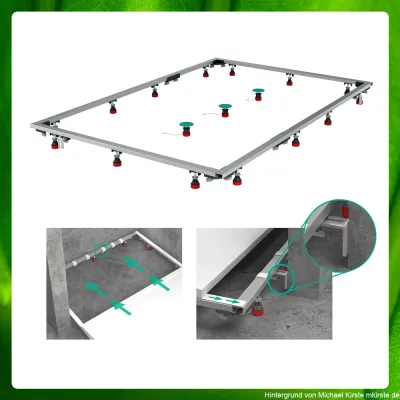 Montagerahmen für Mineralgussduschwannen, stabiles Rahmengestell als Unterbau, 70 bis 180cm, Unterbaugestell Duschbecken