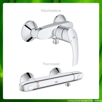 Grohe Armaturen, komplette Seniorendusche inklusive Mischbatterie oder Thermostat, Klappsitz und Handgriffen