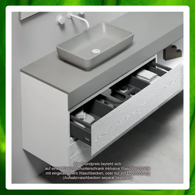 Waschtisch mit Unterschrank und Waschtischplatte - kombinierbar mit vielen weiteren Schränken und Zubehör
