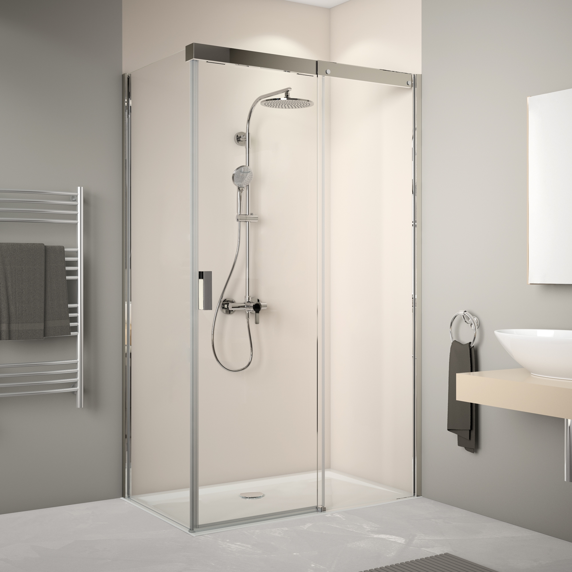 Design Eckdusche auf Maß, Glas Duschkabine Schiebetür IHR