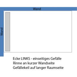 Ecke LINKS - einseitiges Gefälle (Rinne an kurzer Seite)